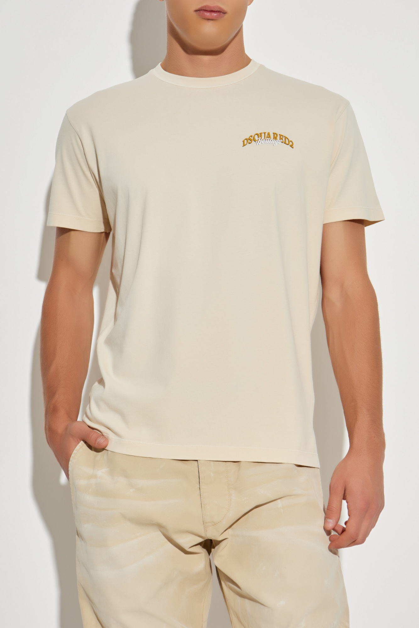 Cream T-shirt with logo Dsquared2 - Vitkac AS